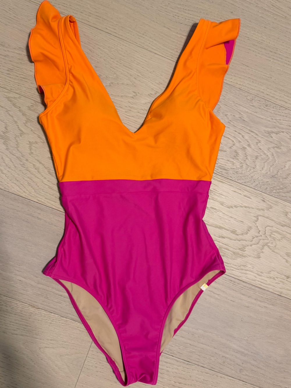 summersalt Colorblock One-Piece Swimsuit in Orange and Pink